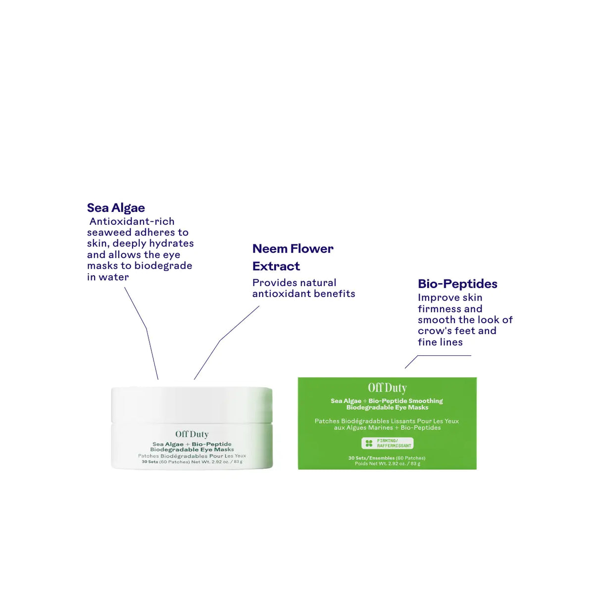 OffDuty™ Sea Algae + Bio-Peptide Smoothing Biodegradable Eye Masks